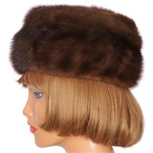 Vintage Brown Mink Fur Beret Hat